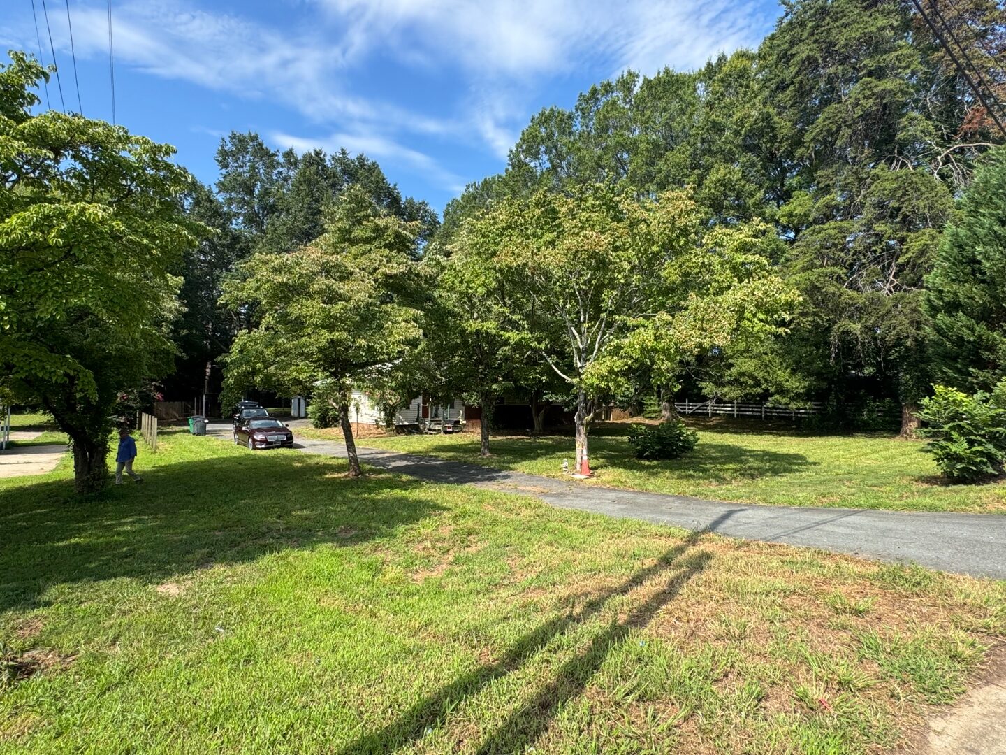 On-parcel view of 7214 Lawyers Road showing lot depth and existing structure.